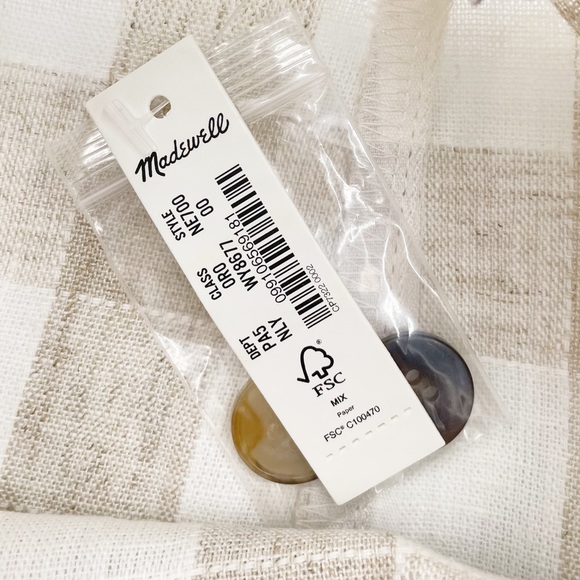 NEW Madewell Linen Blend Tulip Hem Mini Skirt Undyed NE700 Check Print Size 00 - Picture 9 of 13